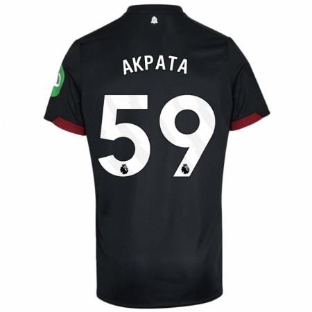 Kandiny Gyermek Tyron Akpata #59 Fekete Fehér Idegenbeli Jersey 2024/25 Mez Póló Ing