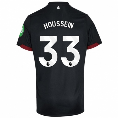 Kandiny Gyermek Halle Houssein #33 Fekete Fehér Idegenbeli Jersey 2024/25 Mez Póló Ing