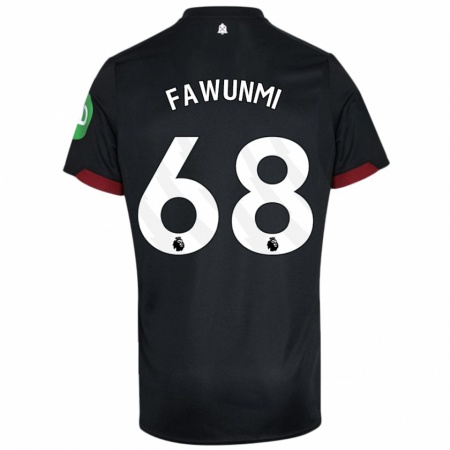 Kandiny Gyermek Favour Fawunmi #68 Fekete Fehér Idegenbeli Jersey 2024/25 Mez Póló Ing