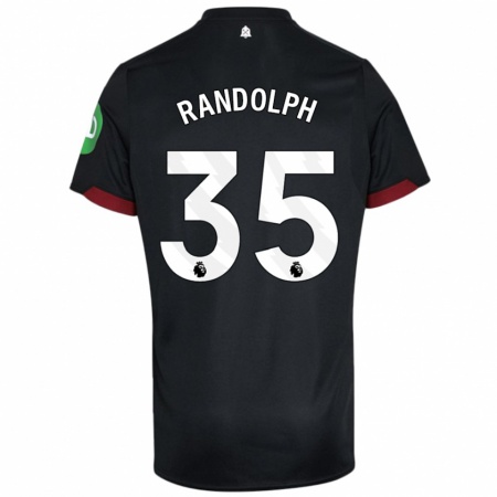 Kandiny Gyermek Darren Randolph #35 Fekete Fehér Idegenbeli Jersey 2024/25 Mez Póló Ing