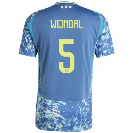 Kandiny Gyermek Owen Wijndal #5 Szürke Kék Sárga Idegenbeli Jersey 2024/25 Mez Póló Ing