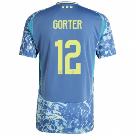 Kandiny Gyermek Jay Gorter #12 Szürke Kék Sárga Idegenbeli Jersey 2024/25 Mez Póló Ing