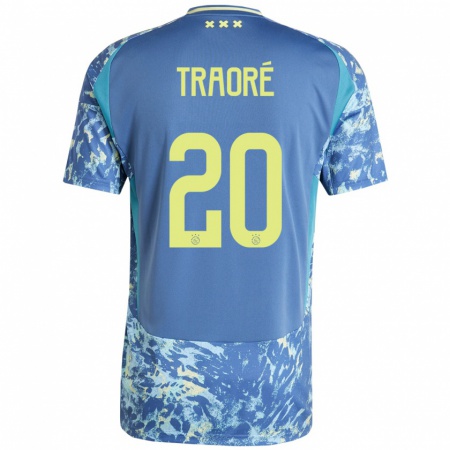 Kandiny Gyermek Bertrand Traoré #20 Szürke Kék Sárga Idegenbeli Jersey 2024/25 Mez Póló Ing