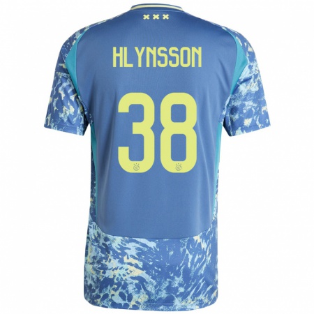 Kandiny Gyermek Kristian Hlynsson #38 Szürke Kék Sárga Idegenbeli Jersey 2024/25 Mez Póló Ing