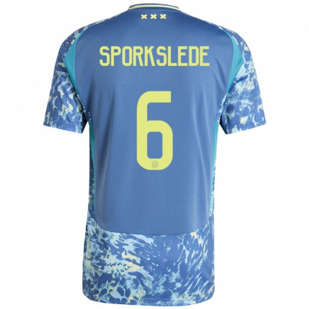 Kandiny Gyermek Fabian Sporkslede #6 Szürke Kék Sárga Idegenbeli Jersey 2024/25 Mez Póló Ing