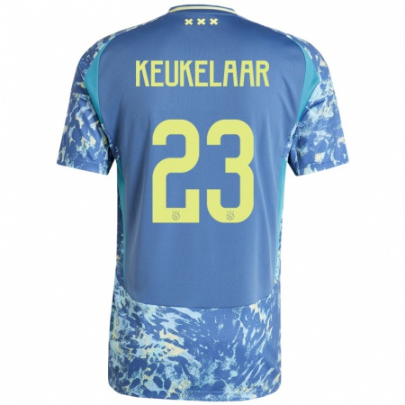 Kandiny Gyermek Lotte Keukelaar #23 Szürke Kék Sárga Idegenbeli Jersey 2024/25 Mez Póló Ing