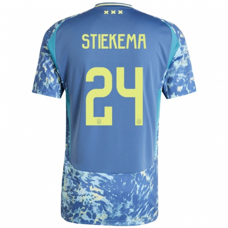 Kandiny Gyermek Iris Stiekema #24 Szürke Kék Sárga Idegenbeli Jersey 2024/25 Mez Póló Ing