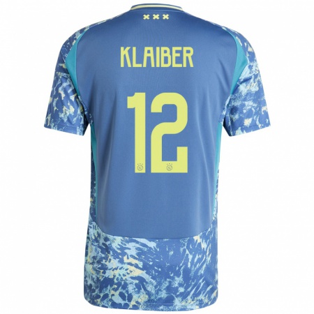 Kandiny Gyermek Sean Klaiber #12 Szürke Kék Sárga Idegenbeli Jersey 2024/25 Mez Póló Ing