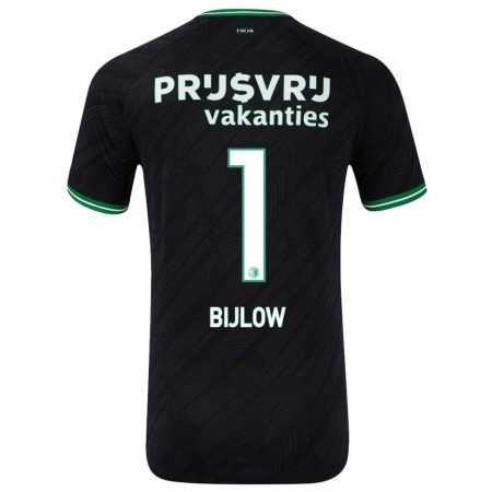 Kandiny Gyermek Justin Bijlow #1 Fekete Zöld Idegenbeli Jersey 2024/25 Mez Póló Ing