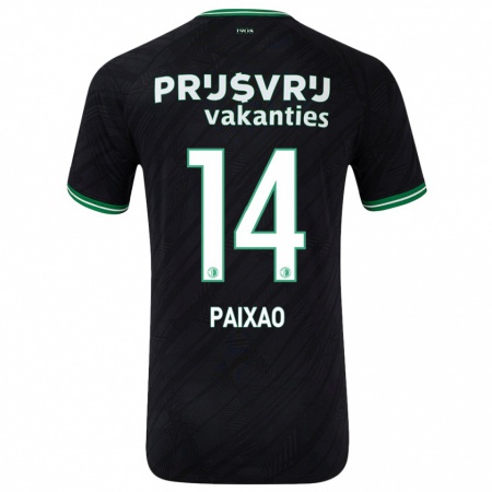 Kandiny Gyermek Igor Paixão #14 Fekete Zöld Idegenbeli Jersey 2024/25 Mez Póló Ing