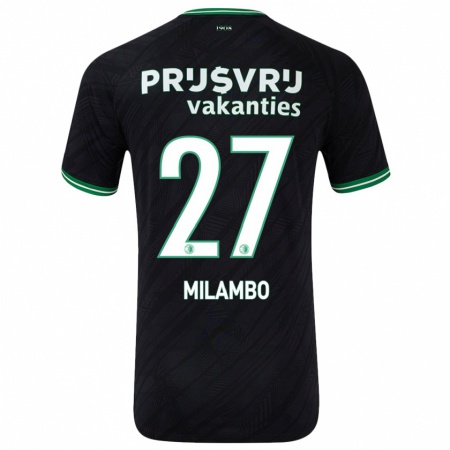 Kandiny Gyermek Antoni Milambo #27 Fekete Zöld Idegenbeli Jersey 2024/25 Mez Póló Ing