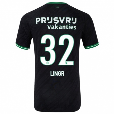 Kandiny Gyermek Ondrej Lingr #32 Fekete Zöld Idegenbeli Jersey 2024/25 Mez Póló Ing