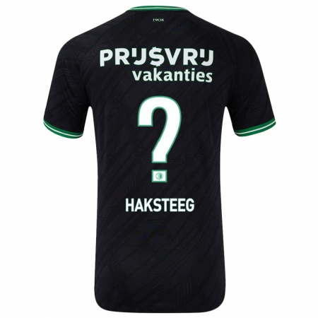 Kandiny Gyermek Tim Haksteeg #0 Fekete Zöld Idegenbeli Jersey 2024/25 Mez Póló Ing