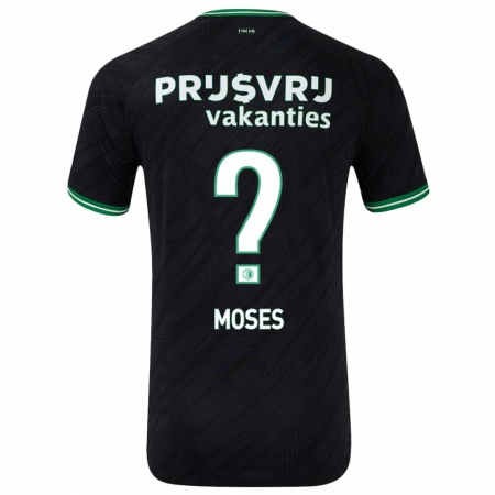 Kandiny Gyermek Troy Moses #0 Fekete Zöld Idegenbeli Jersey 2024/25 Mez Póló Ing