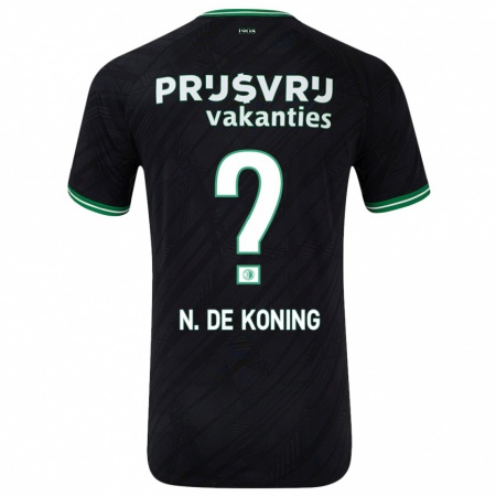 Kandiny Gyermek Nick De Koning #0 Fekete Zöld Idegenbeli Jersey 2024/25 Mez Póló Ing