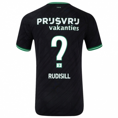 Kandiny Gyermek Paulo Rudisill #0 Fekete Zöld Idegenbeli Jersey 2024/25 Mez Póló Ing