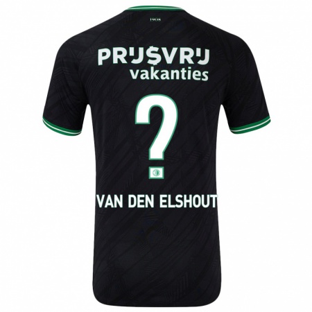 Kandiny Gyermek Tobias Van Den Elshout #0 Fekete Zöld Idegenbeli Jersey 2024/25 Mez Póló Ing