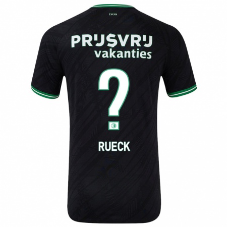 Kandiny Gyermek Nicky Rueck #0 Fekete Zöld Idegenbeli Jersey 2024/25 Mez Póló Ing