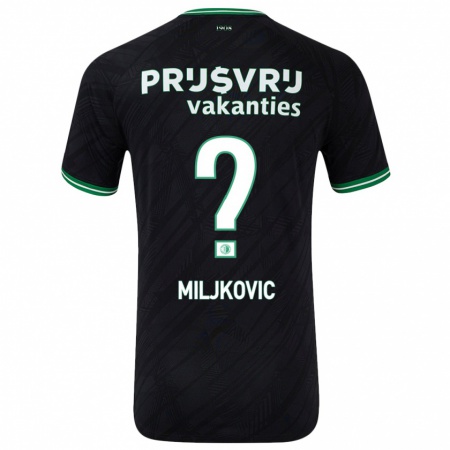 Kandiny Gyermek Igor Miljkovic #0 Fekete Zöld Idegenbeli Jersey 2024/25 Mez Póló Ing