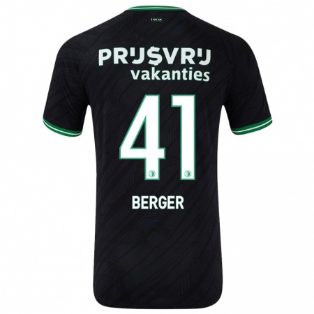 Kandiny Gyermek Mannou Berger #41 Fekete Zöld Idegenbeli Jersey 2024/25 Mez Póló Ing