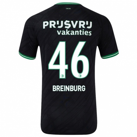 Kandiny Gyermek Rainey Breinburg #46 Fekete Zöld Idegenbeli Jersey 2024/25 Mez Póló Ing