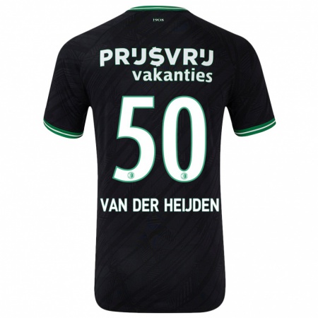 Kandiny Gyermek Délano Van Der Heijden #50 Fekete Zöld Idegenbeli Jersey 2024/25 Mez Póló Ing