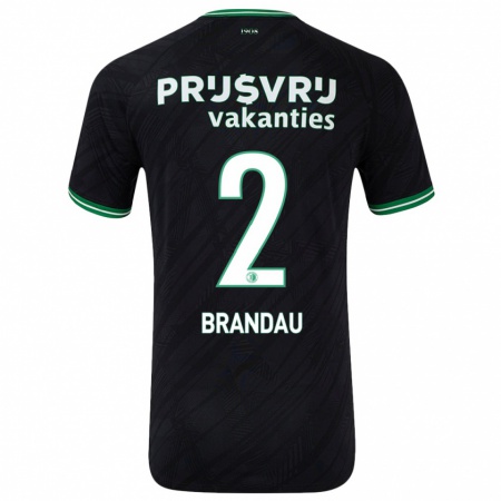 Kandiny Gyermek Justine Brandau #2 Fekete Zöld Idegenbeli Jersey 2024/25 Mez Póló Ing