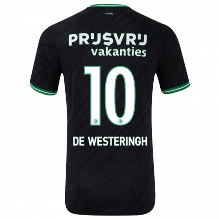 Kandiny Gyermek Kirsten Van De Westeringh #10 Fekete Zöld Idegenbeli Jersey 2024/25 Mez Póló Ing