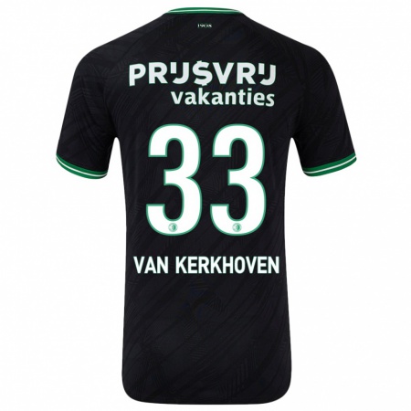 Kandiny Gyermek Ella Van Kerkhoven #33 Fekete Zöld Idegenbeli Jersey 2024/25 Mez Póló Ing