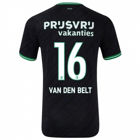 Kandiny Gyermek Thomas Van Den Belt #16 Fekete Zöld Idegenbeli Jersey 2024/25 Mez Póló Ing