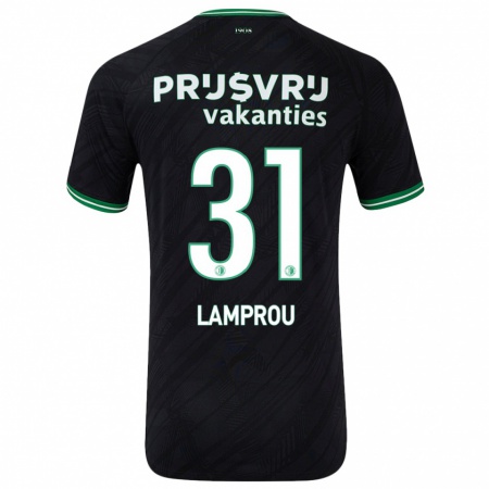 Kandiny Gyermek Kostas Lamprou #31 Fekete Zöld Idegenbeli Jersey 2024/25 Mez Póló Ing