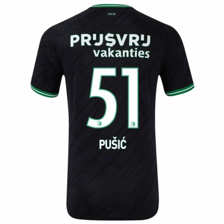 Kandiny Gyermek Noah Pušić #51 Fekete Zöld Idegenbeli Jersey 2024/25 Mez Póló Ing