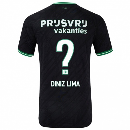 Kandiny Gyermek Lucas Diniz Lima #0 Fekete Zöld Idegenbeli Jersey 2024/25 Mez Póló Ing