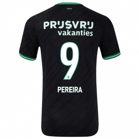 Kandiny Gyermek Danilo Pereira #9 Fekete Zöld Idegenbeli Jersey 2024/25 Mez Póló Ing