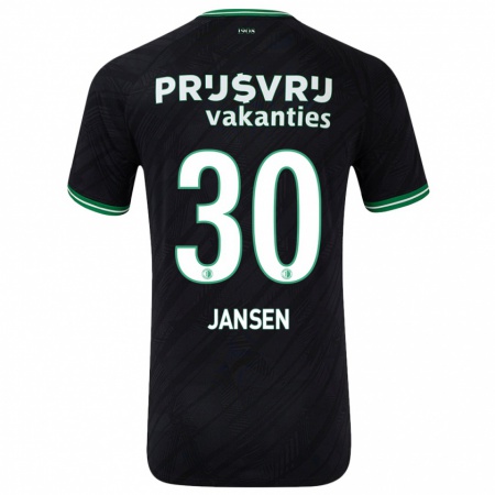 Kandiny Gyermek Thijs Jansen #30 Fekete Zöld Idegenbeli Jersey 2024/25 Mez Póló Ing