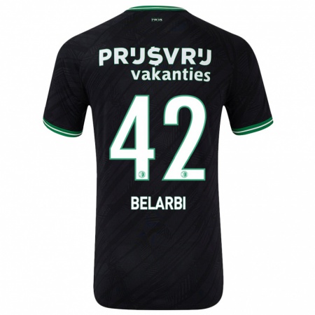 Kandiny Gyermek Abdel Belarbi #42 Fekete Zöld Idegenbeli Jersey 2024/25 Mez Póló Ing