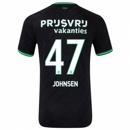 Kandiny Gyermek Mikael Torset Johnsen #47 Fekete Zöld Idegenbeli Jersey 2024/25 Mez Póló Ing