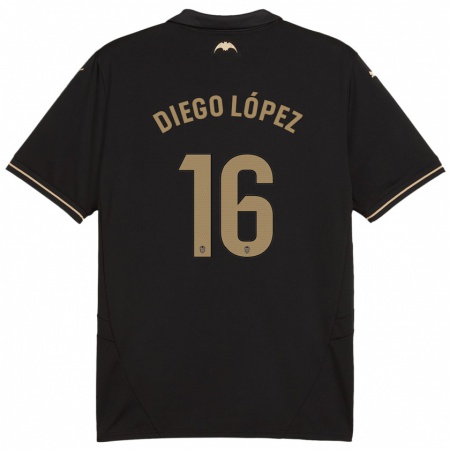 Kandiny Gyermek Diego López #16 Fekete Idegenbeli Jersey 2024/25 Mez Póló Ing