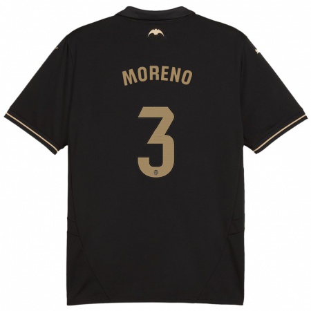 Kandiny Gyermek Diego Moreno #3 Fekete Idegenbeli Jersey 2024/25 Mez Póló Ing