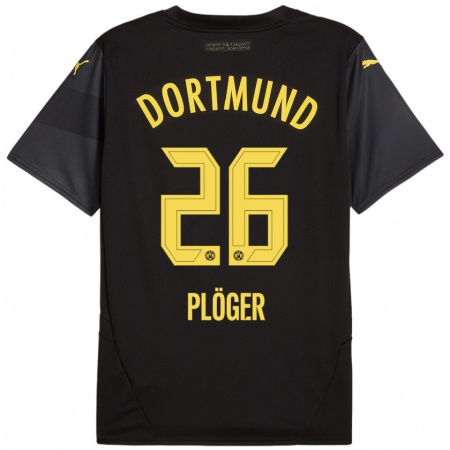 Kandiny Gyermek Dustin Plöger #26 Fekete Sárga Idegenbeli Jersey 2024/25 Mez Póló Ing