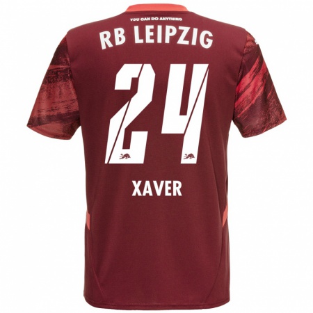 Kandiny Gyermek Xaver Schlager #24 Burgundia Idegenbeli Jersey 2024/25 Mez Póló Ing