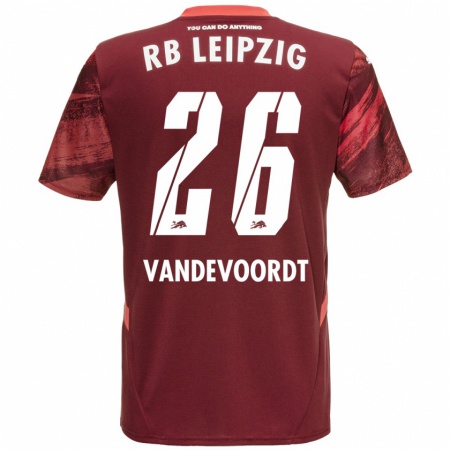 Kandiny Gyermek Maarten Vandevoordt #26 Burgundia Idegenbeli Jersey 2024/25 Mez Póló Ing