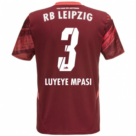 Kandiny Gyermek Seal Luyeye Mpasi #3 Burgundia Idegenbeli Jersey 2024/25 Mez Póló Ing