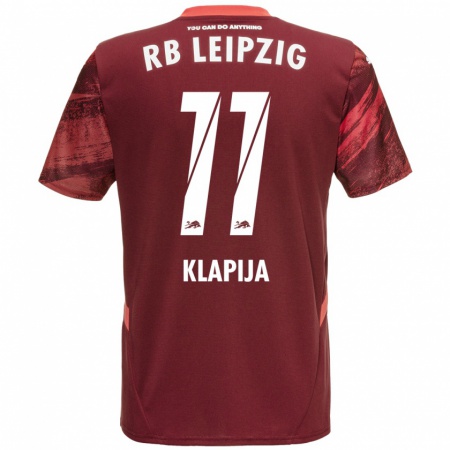 Kandiny Gyermek Din Klapija #11 Burgundia Idegenbeli Jersey 2024/25 Mez Póló Ing