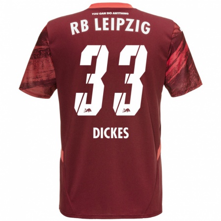 Kandiny Gyermek Fernando Dickes #33 Burgundia Idegenbeli Jersey 2024/25 Mez Póló Ing