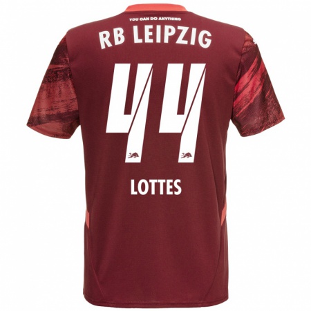 Kandiny Gyermek Benjamin Lottes #44 Burgundia Idegenbeli Jersey 2024/25 Mez Póló Ing