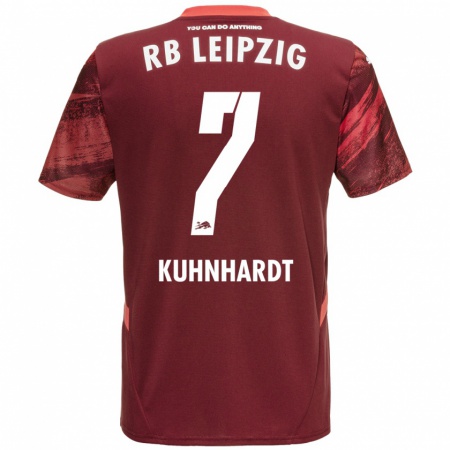 Kandiny Gyermek Paul Kühnhardt #7 Burgundia Idegenbeli Jersey 2024/25 Mez Póló Ing