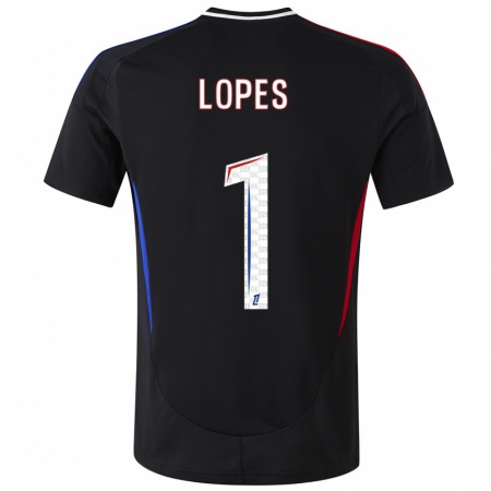 Kandiny Gyermek Anthony Lopes #1 Fekete Idegenbeli Jersey 2024/25 Mez Póló Ing