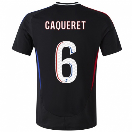 Kandiny Gyermek Maxence Caqueret #6 Fekete Idegenbeli Jersey 2024/25 Mez Póló Ing