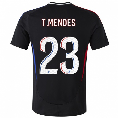 Kandiny Gyermek Thiago Mendes #23 Fekete Idegenbeli Jersey 2024/25 Mez Póló Ing